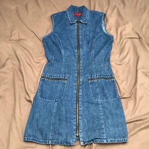 Denim zip up dress